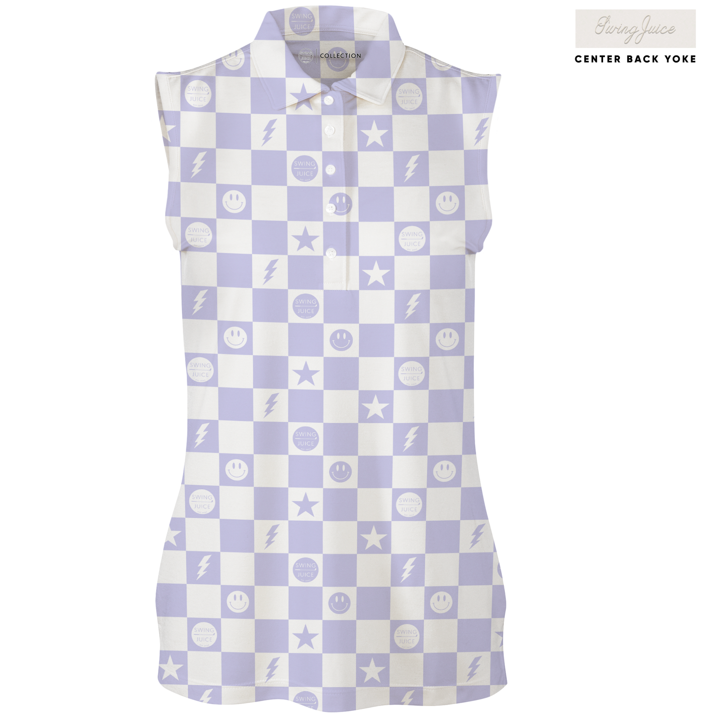 Golf Smiley Women's Sleeveless Polo - Blank Left Chest-Ivory