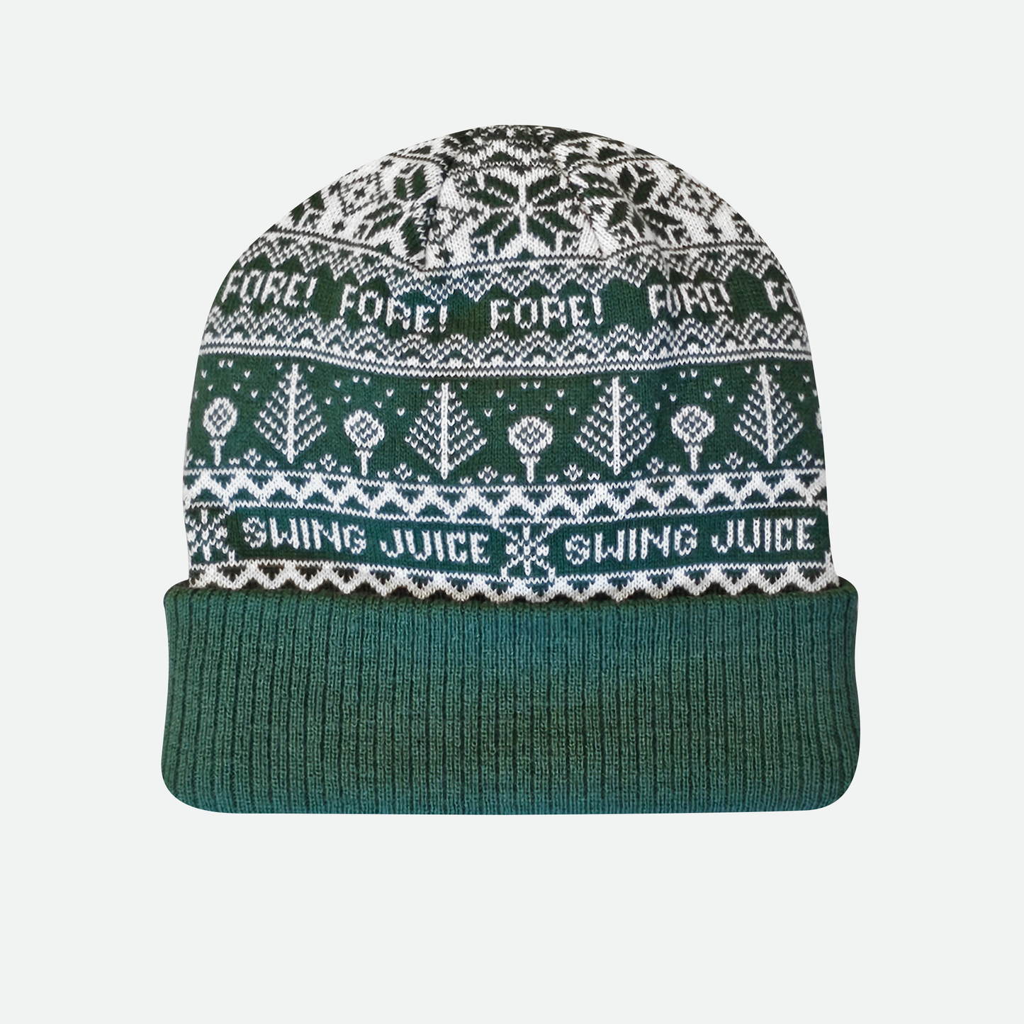 Fore Fairisle Unisex Knit Beanie Dark Green