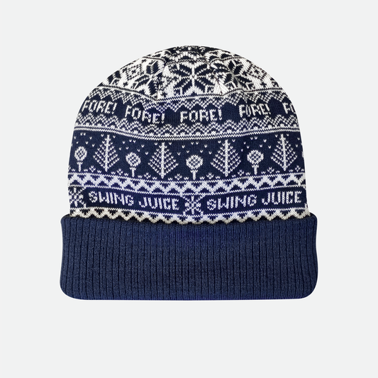 Fore Fairisle Unisex Knit Beanie Navy