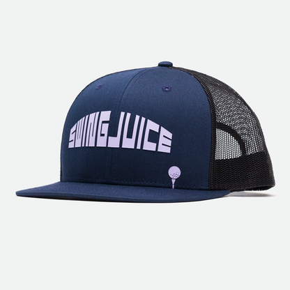 Golf 8-Bit Unisex Trucker Hat Navy O/S SwingJuice