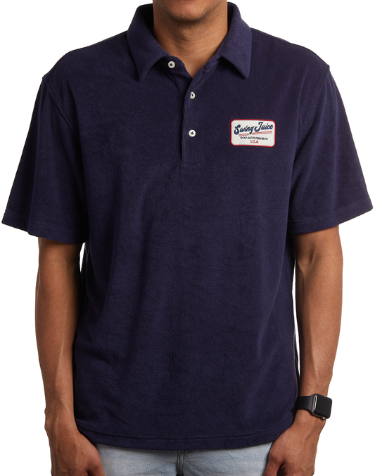 Golf Accoutrements Men's Terry Cloth Polo-Navy