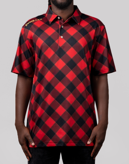 Golf Buffalo Check Men's Polo-Red