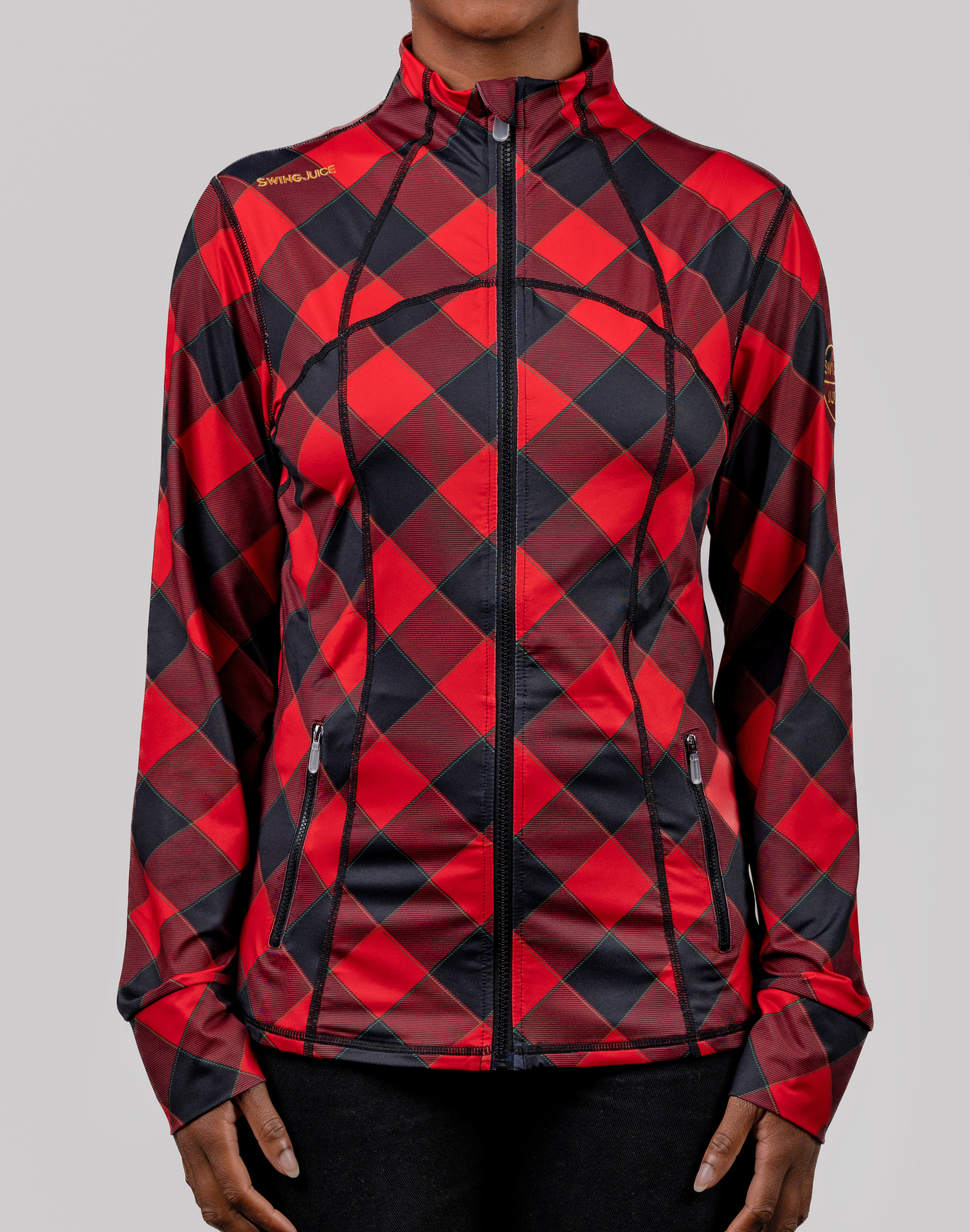 Golf Buffalo Check Women's Full Zip-Red