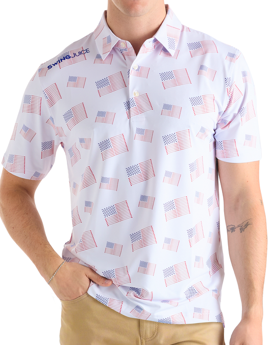 Golf Flag Men's Polo-White