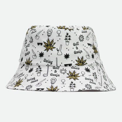 Golf & Ganja All Over Unisex Bucket Hat Natural O/S SwingJuice