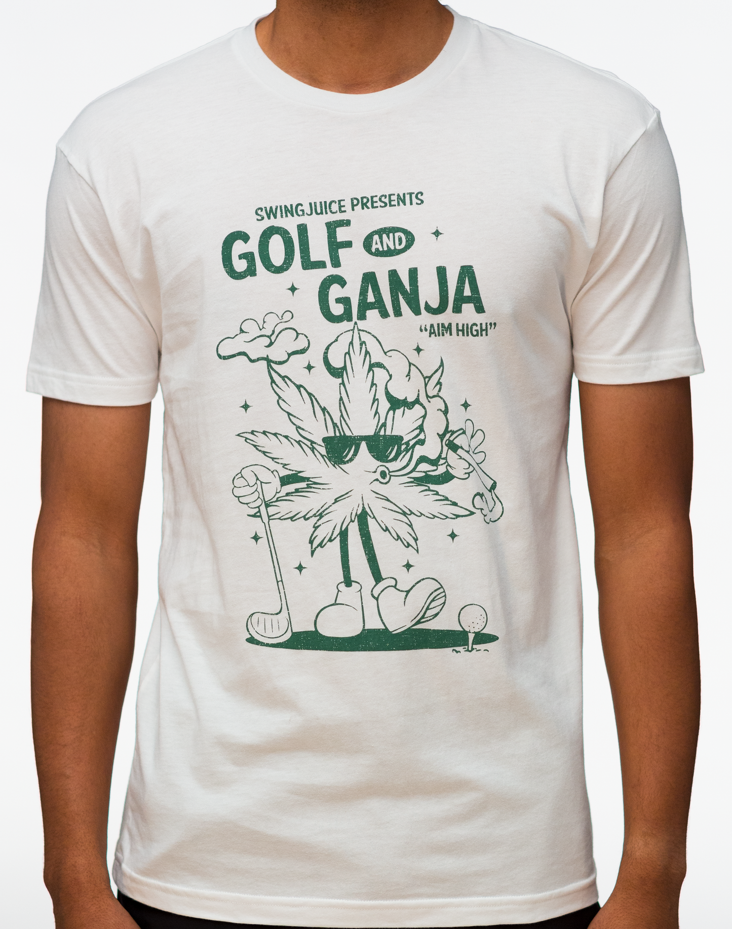 Golf & Ganja Distressed Unisex T-Shirt-White