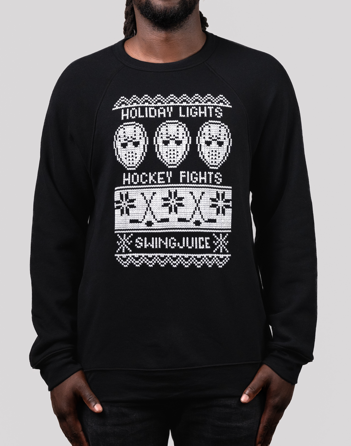 Hockey Fights Holiday Lights Unisex Sweatshirt SwingJuice