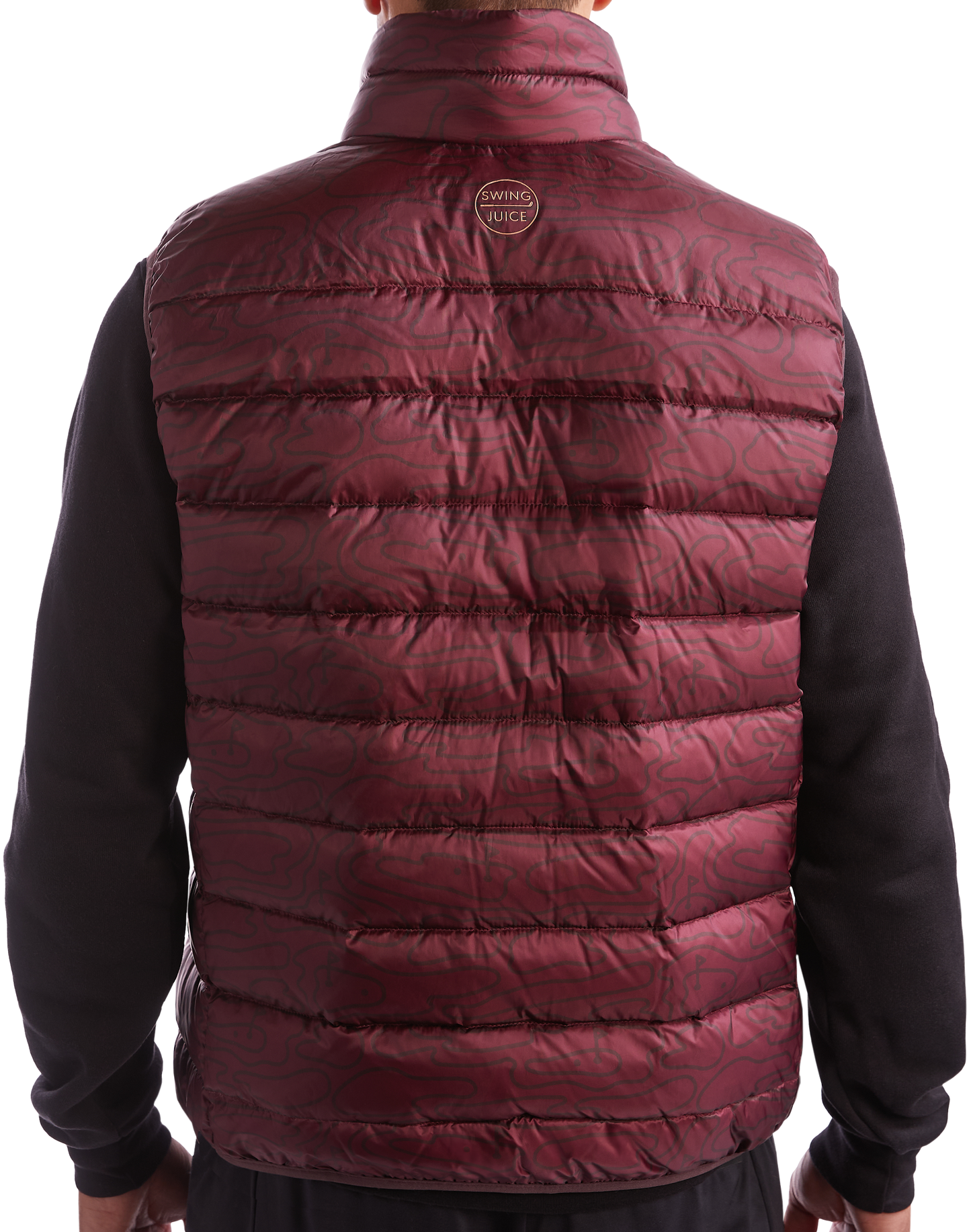 Golf Rhythmic Lines Unisex Packable Puffer Vest-Burgundy