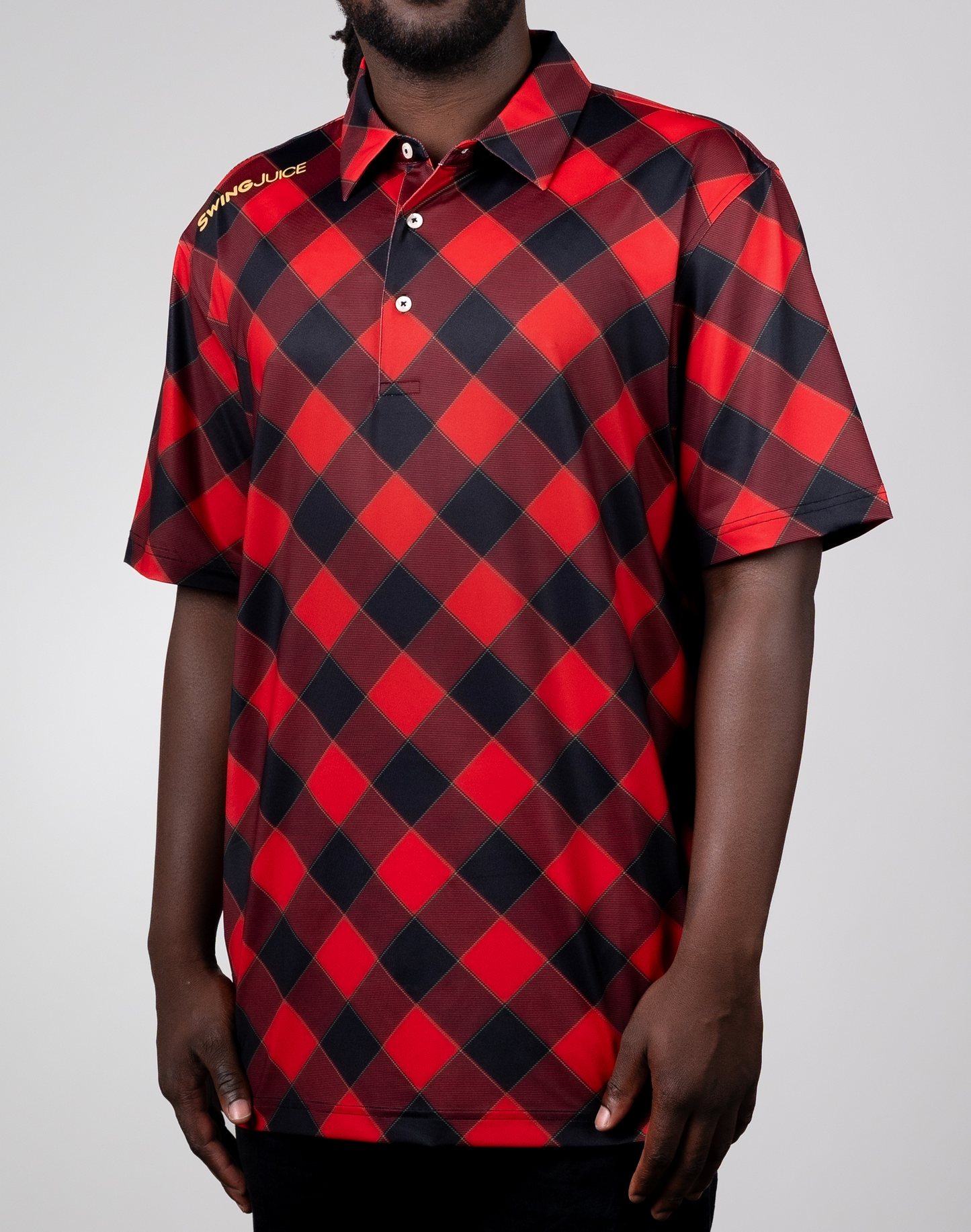 Golf Buffalo Check Men's Polo-Red