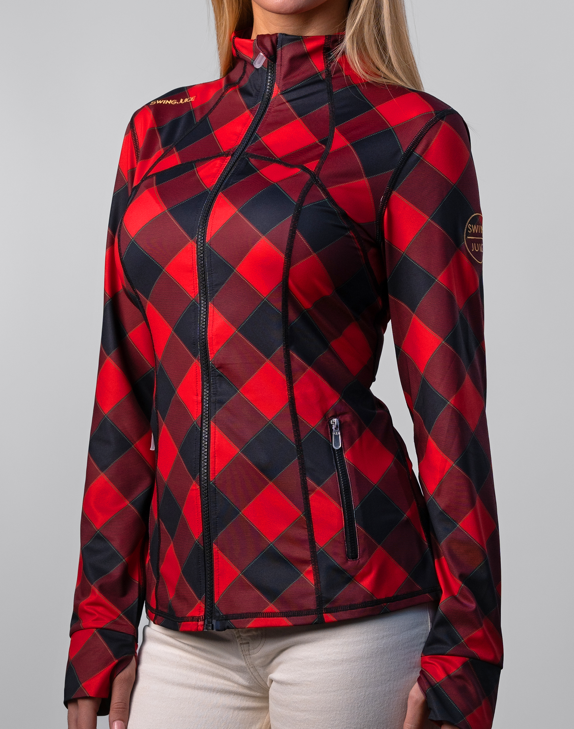 Golf Buffalo Check Women's Full Zip-Red