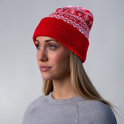 Fore Fairisle Unisex Knit Beanie Red