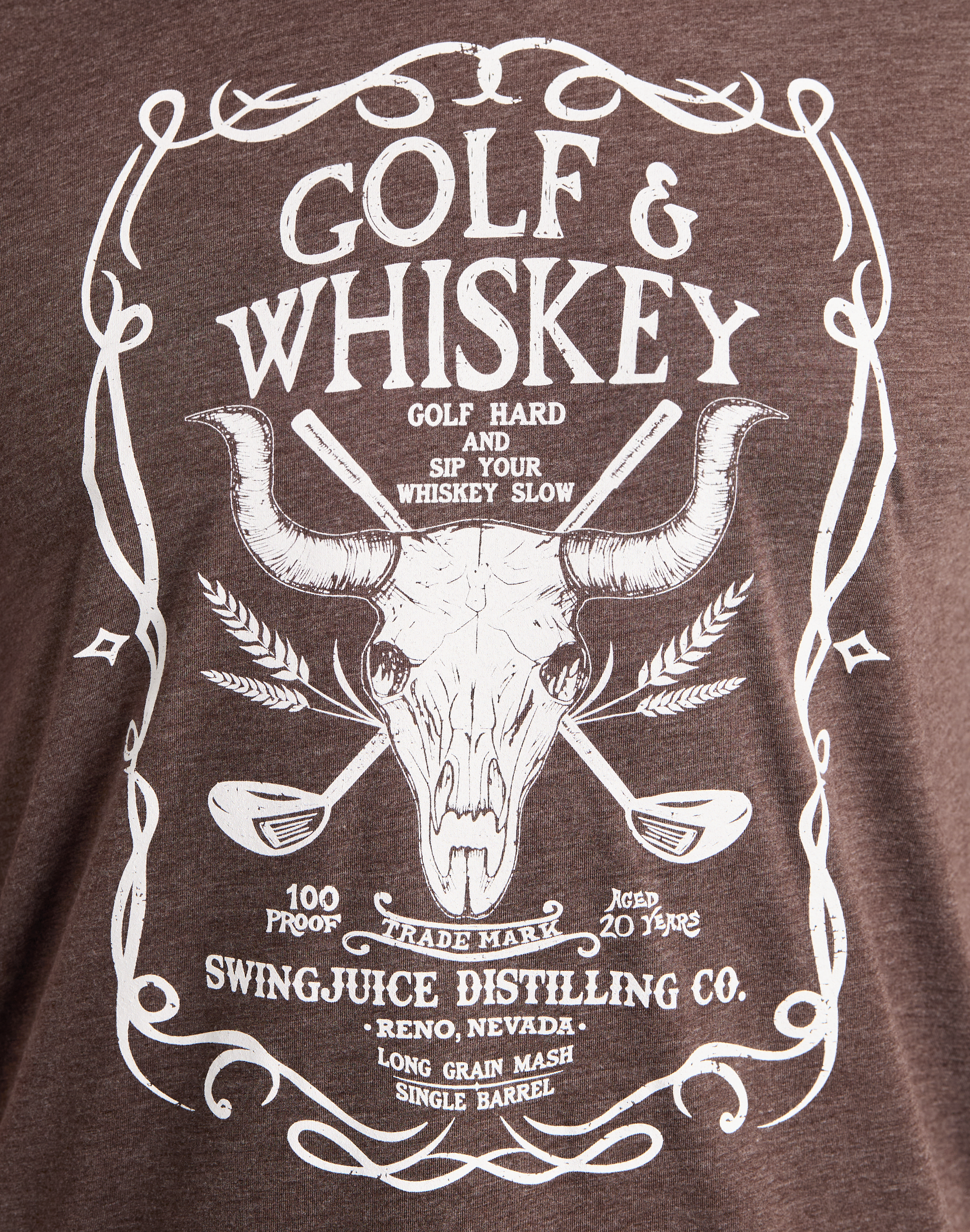 Golf & Whiskey Unisex T-Shirt-Brown