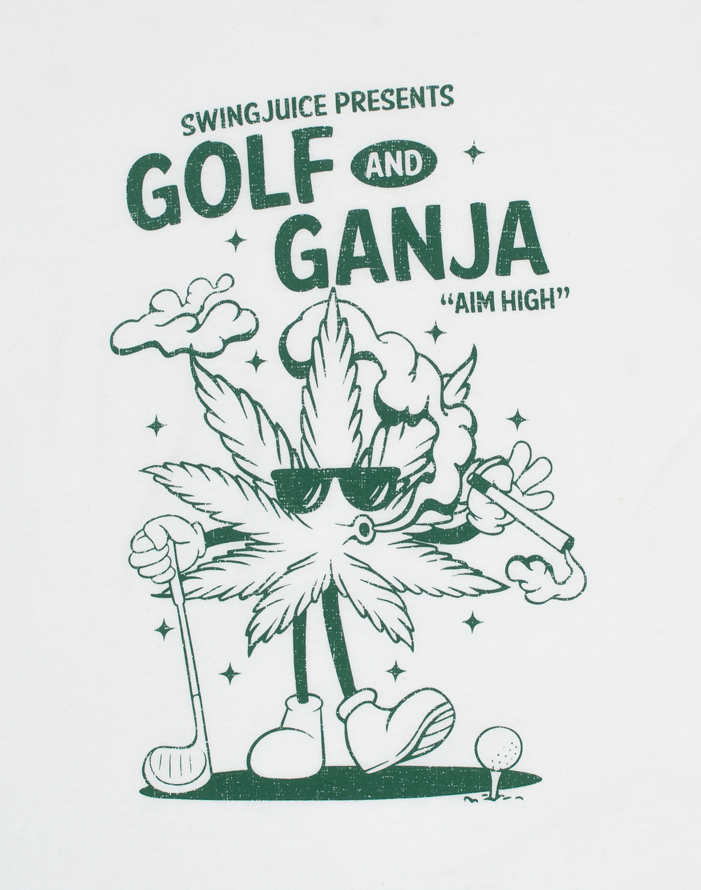 Golf & Ganja Distressed Unisex T-Shirt-White