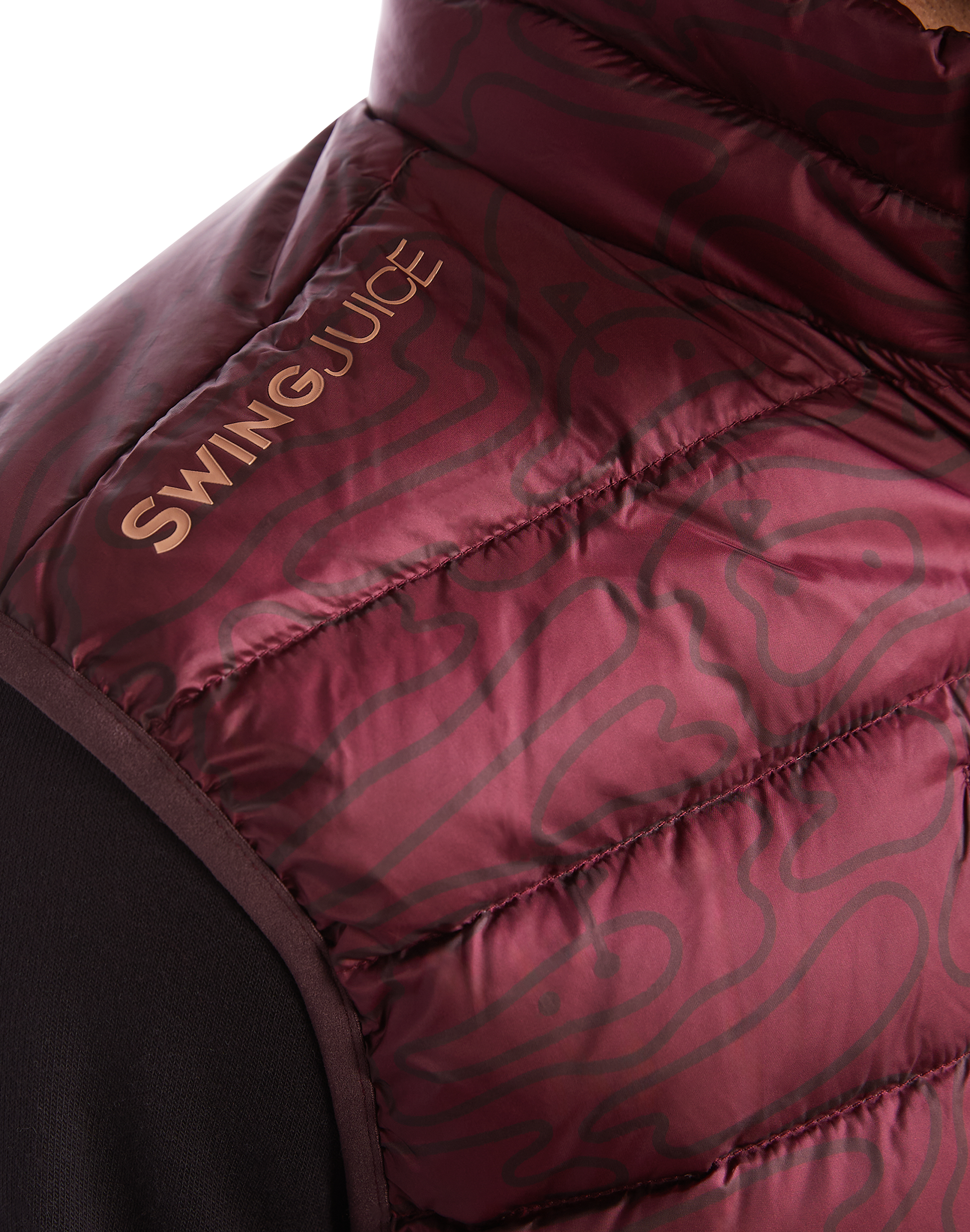 Golf Rhythmic Lines Unisex Packable Puffer Vest-Burgundy