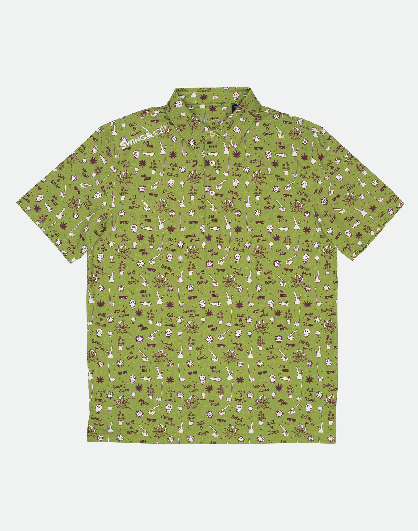 Golf Golf & Ganja Allover Men's Polo-Leaf Green