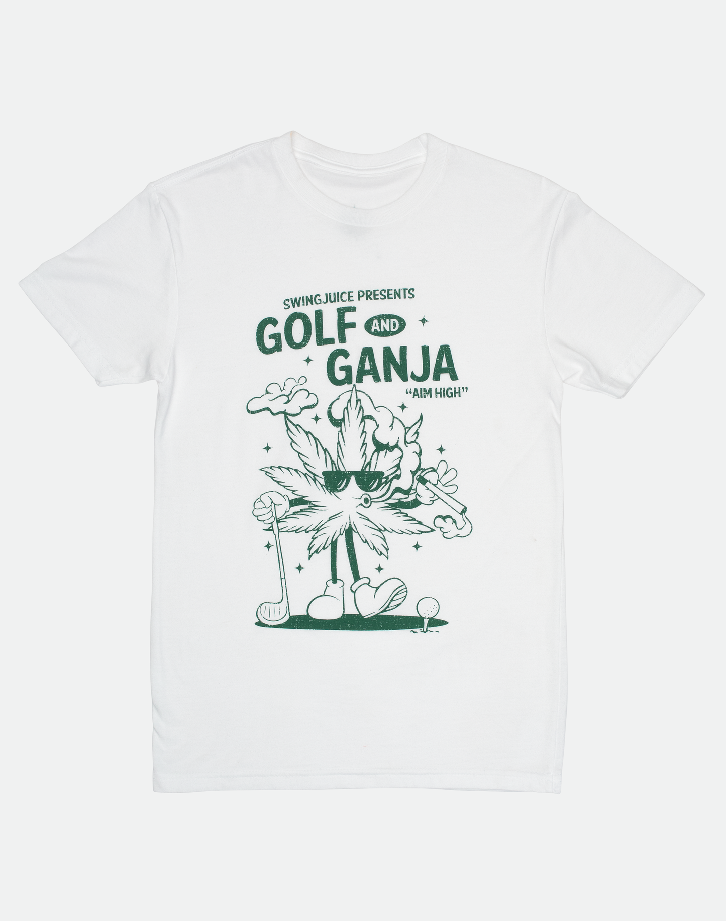 Golf & Ganja Distressed Unisex T-Shirt-White