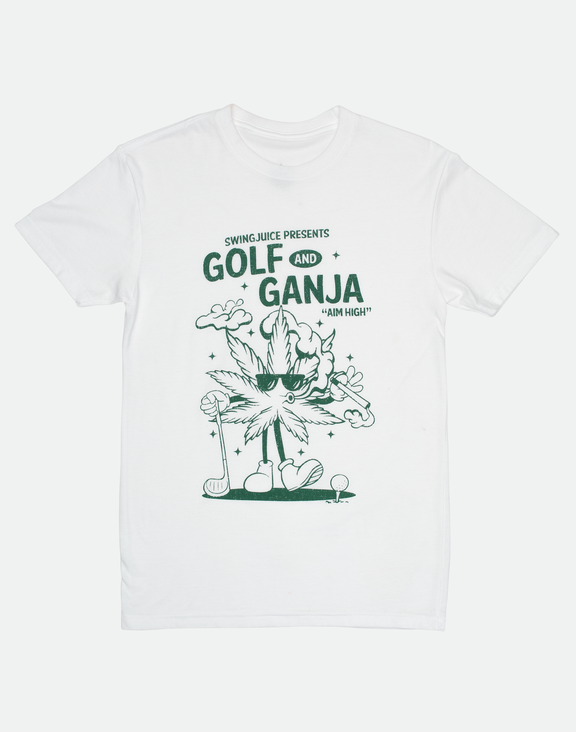 Golf & Ganja Distressed Unisex T-Shirt-White