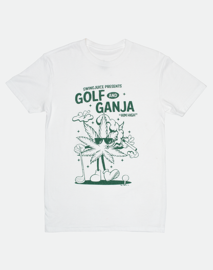 Golf & Ganja Distressed Unisex T-Shirt-White