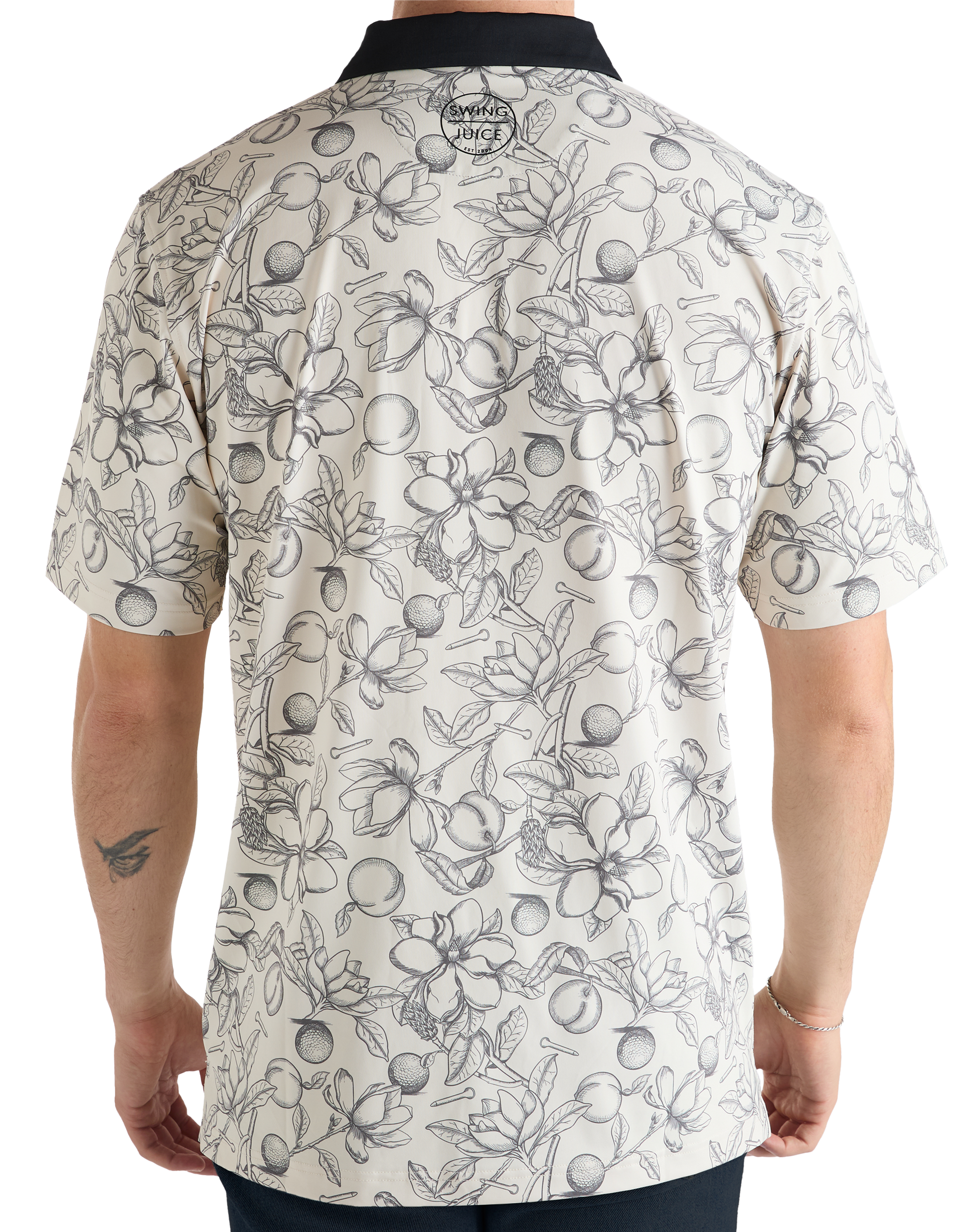 Golf Magnolia Toile Men's Polo-Ivory