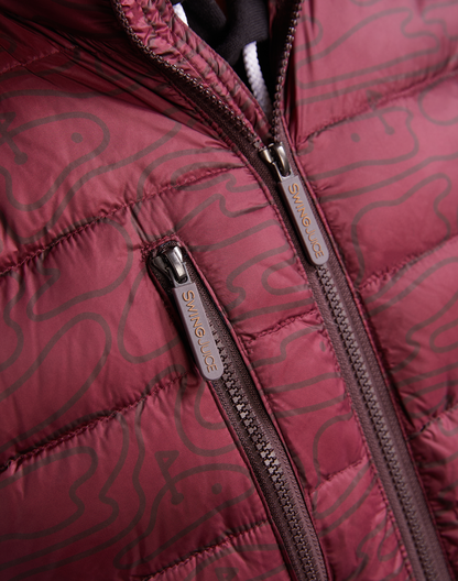 Golf Rhythmic Lines Unisex Packable Puffer Vest-Burgundy