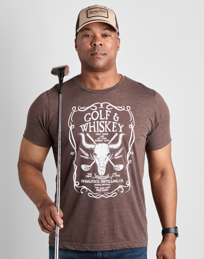 Golf & Whiskey Unisex T-Shirt-Brown