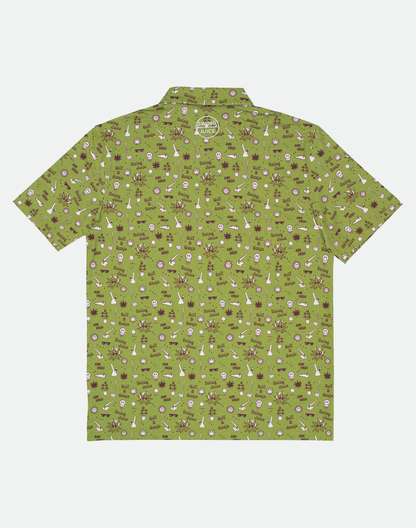 Golf Golf & Ganja Allover Men's Polo-Leaf Green