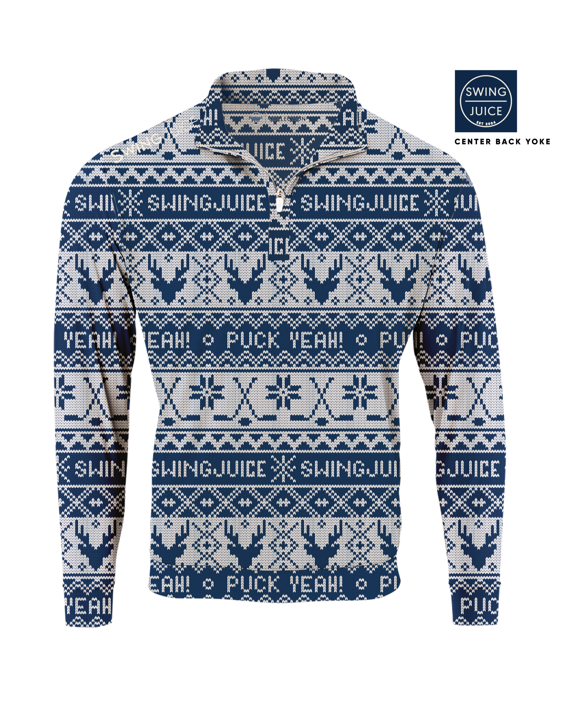 Hockey Puck Yeah Fairisle Men's Quarter Zip SwingJuice