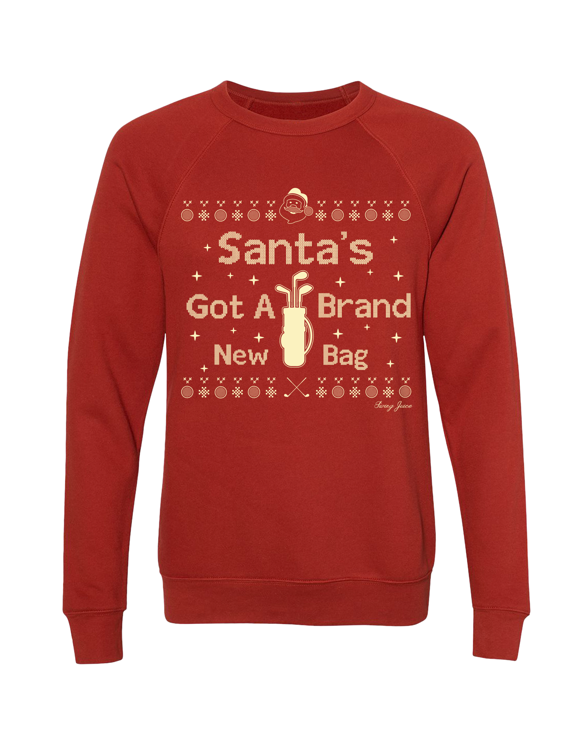 Golf Santa's Got A Brand New Bag Unisex Ugly Sweatshirt-Brick