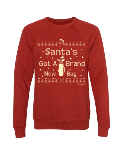 Golf Santa's Got A Brand New Bag Unisex Ugly Sweatshirt-Brick