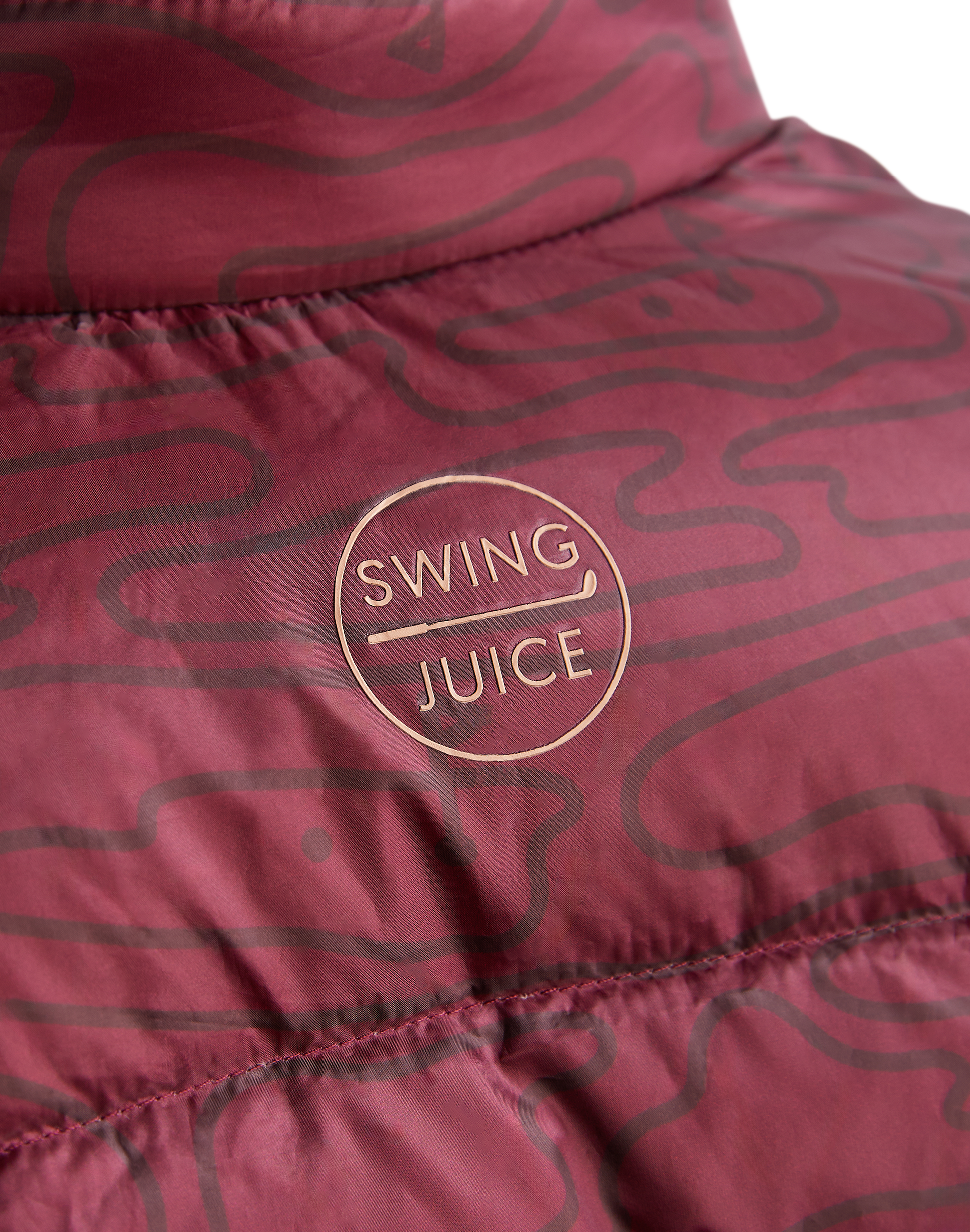 Golf Rhythmic Lines Unisex Packable Puffer Vest-Burgundy