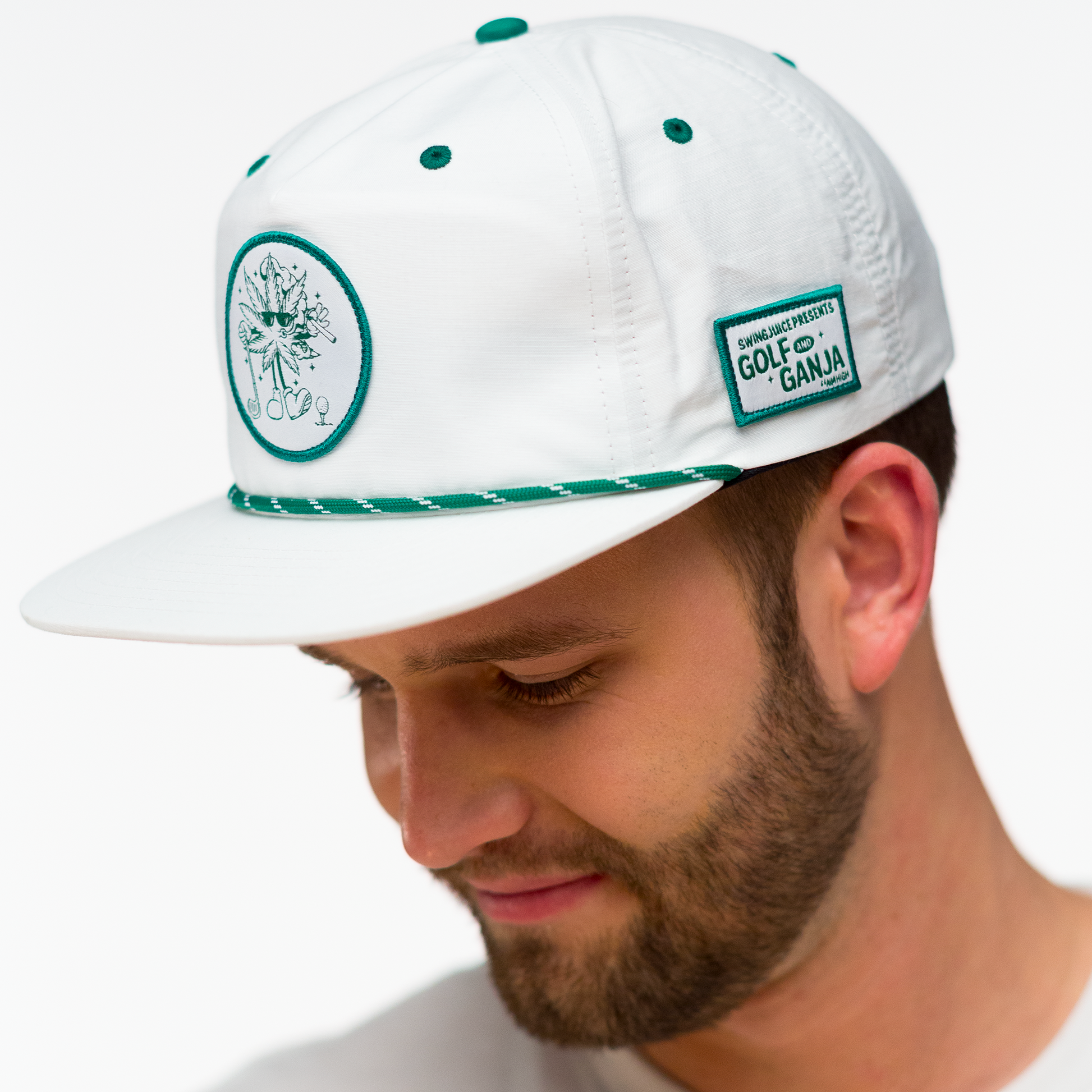 Golf & Ganja Unisex Active Rope Hat-White