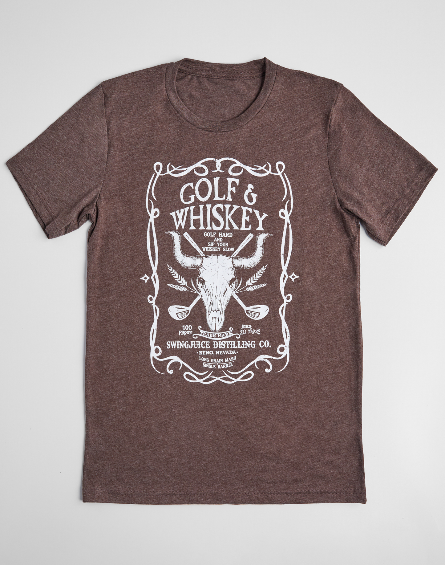 Golf & Whiskey Unisex T-Shirt-Brown