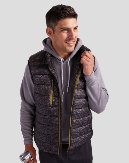 Golf Rhythmic Lines Unisex Packable Puffer Vest-Black