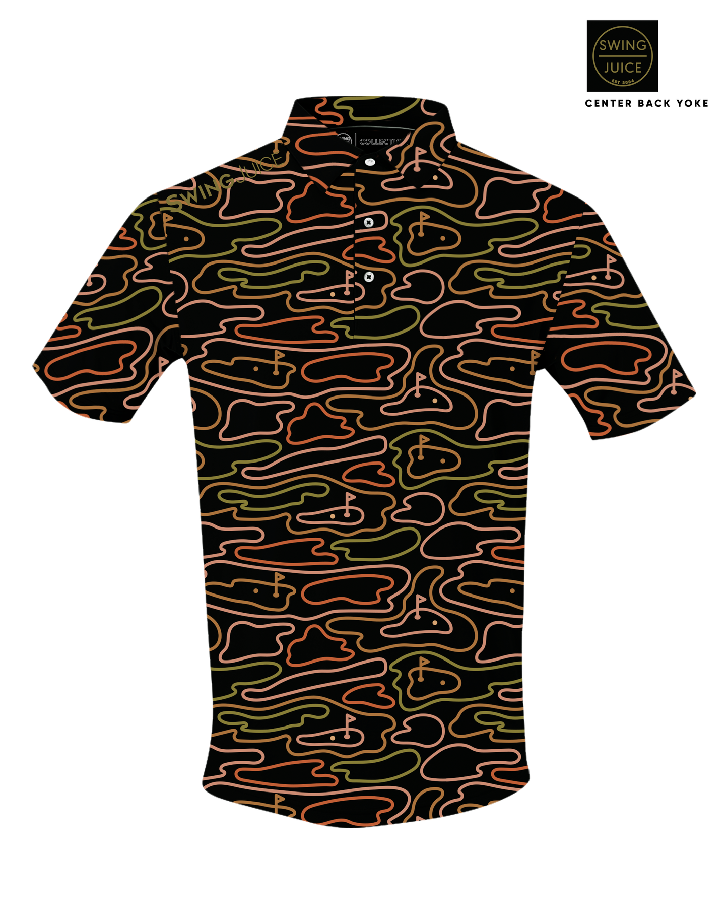 Golf Rhythmic Lines Men's Polo-Black