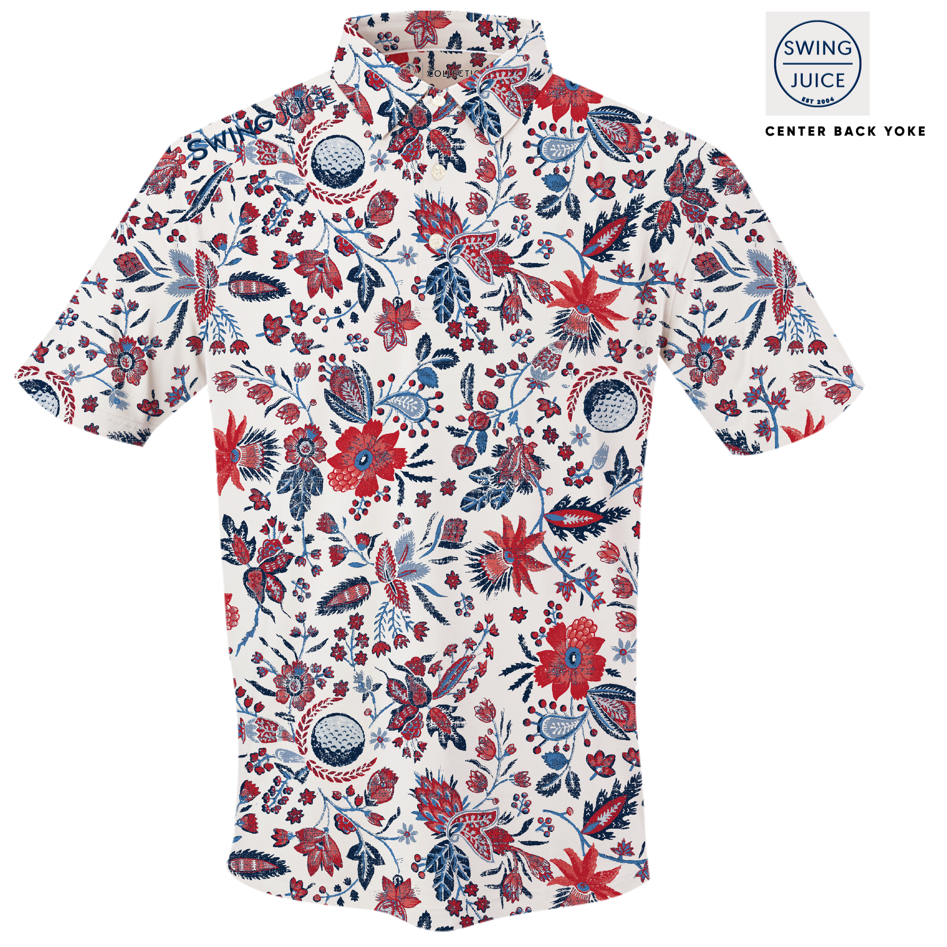 Golf Americana Floral Men's Polo-White