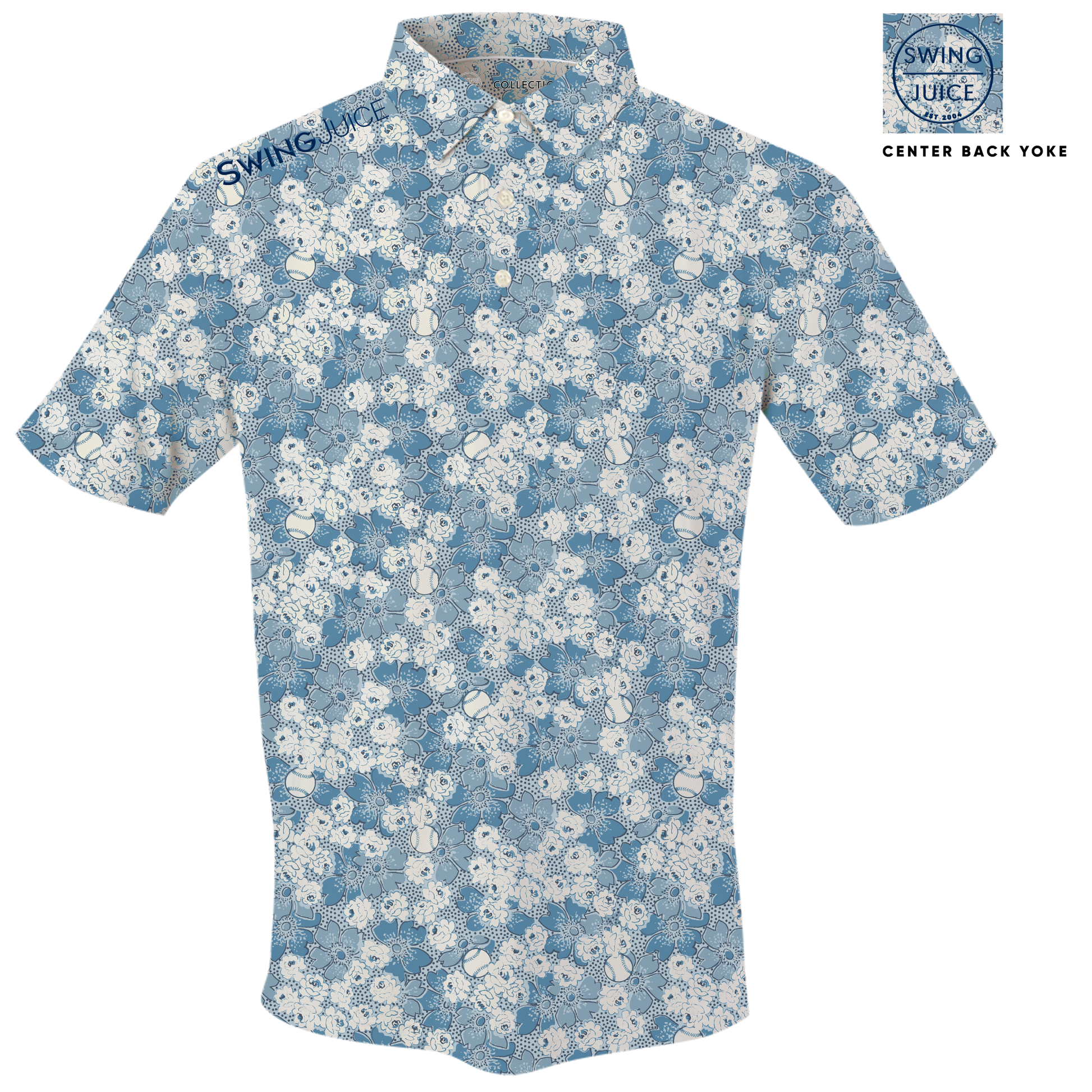 Golf Ballpark Floral Men's Polo-Blue