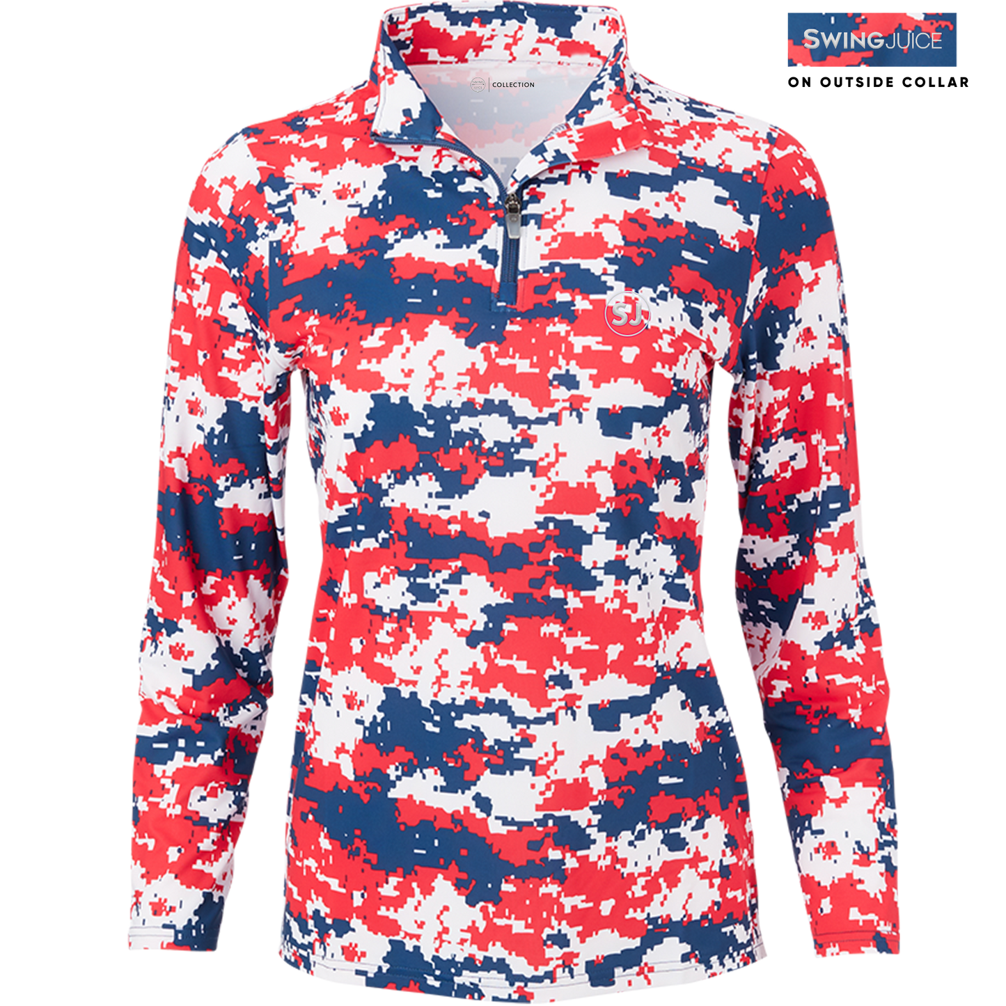 Golf Camo Women's Quarter Zip-Red White Blue