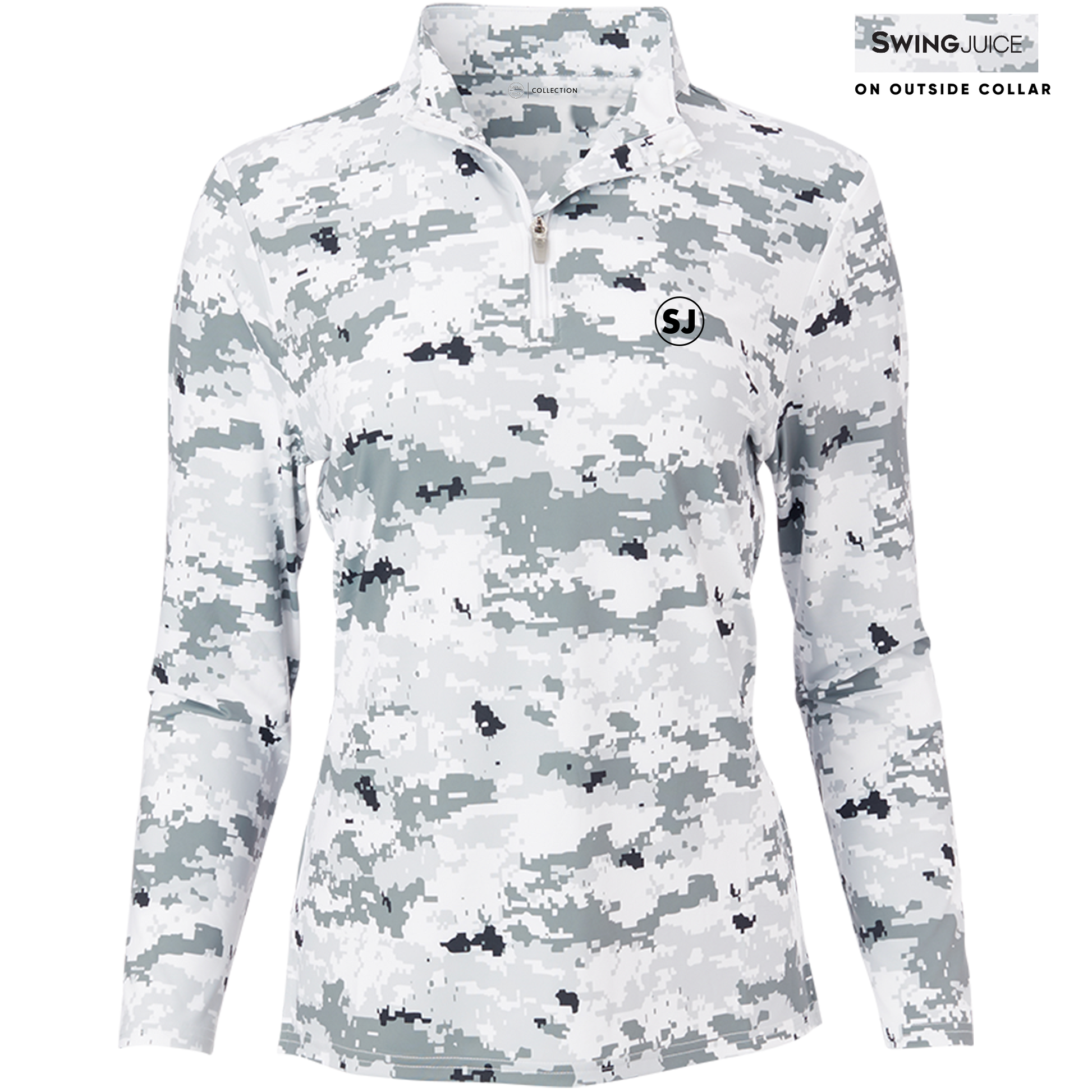 Golf Camo Women's Quarter Zip-White Black