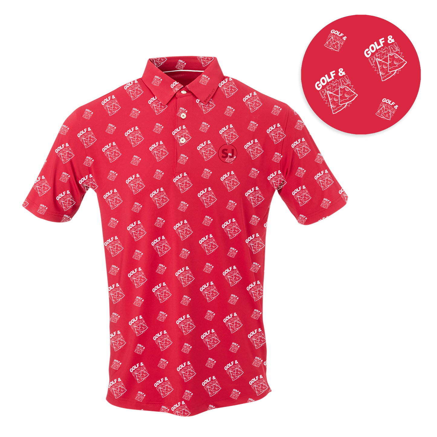 Golf & Pizza Men's Polo SwingJuice