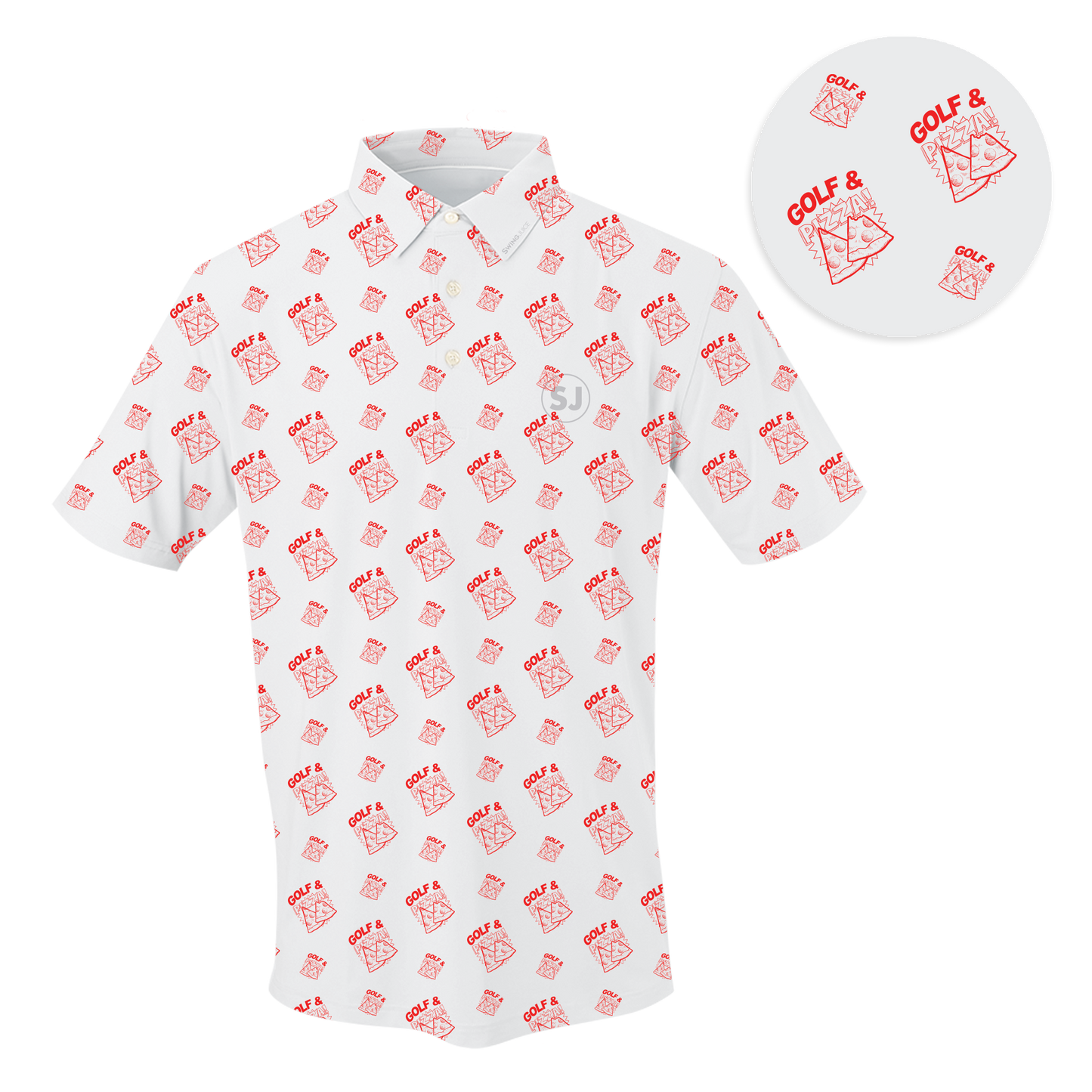 Golf & Pizza Men's Polo SwingJuice