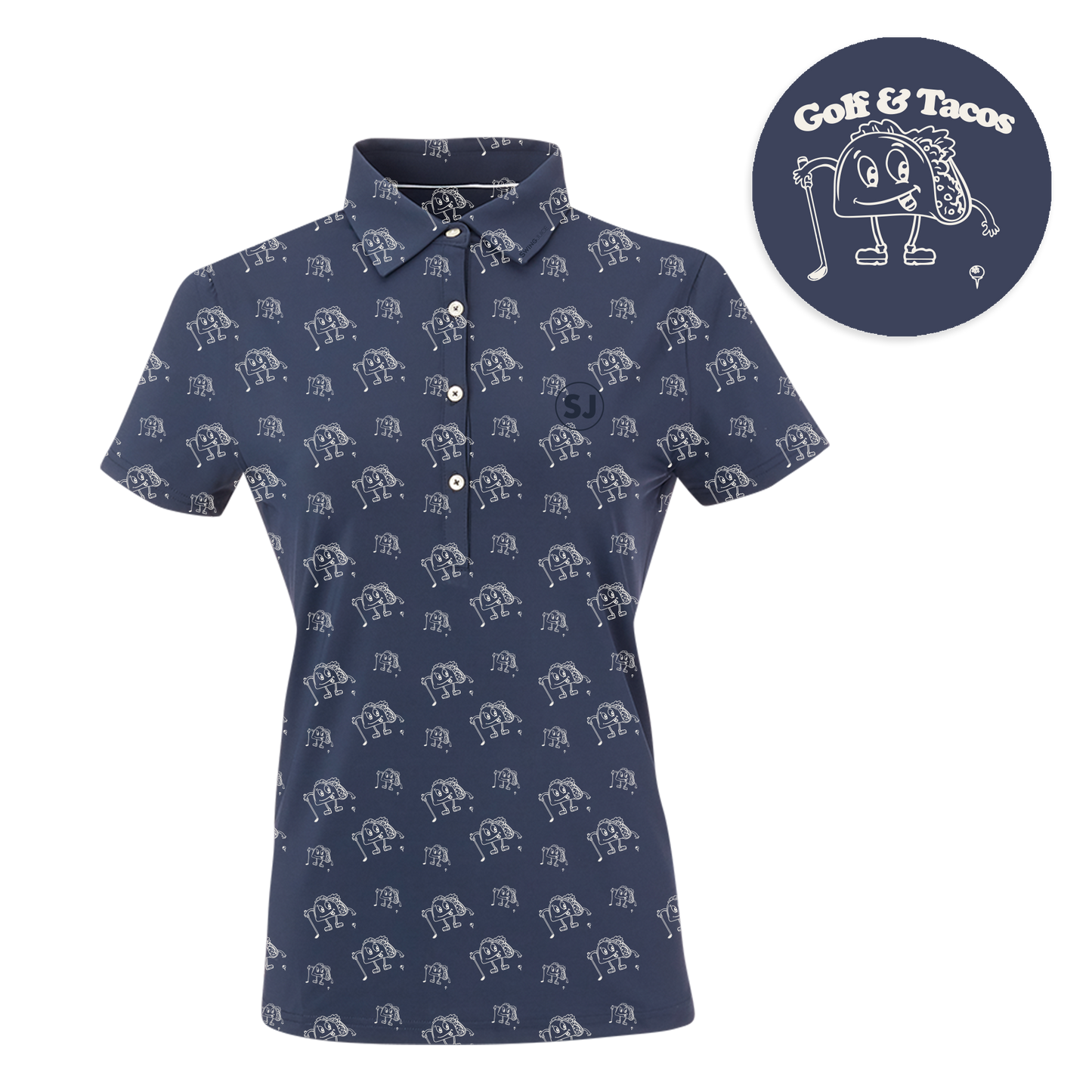 Golf & Tacos Women's Polo-Navy