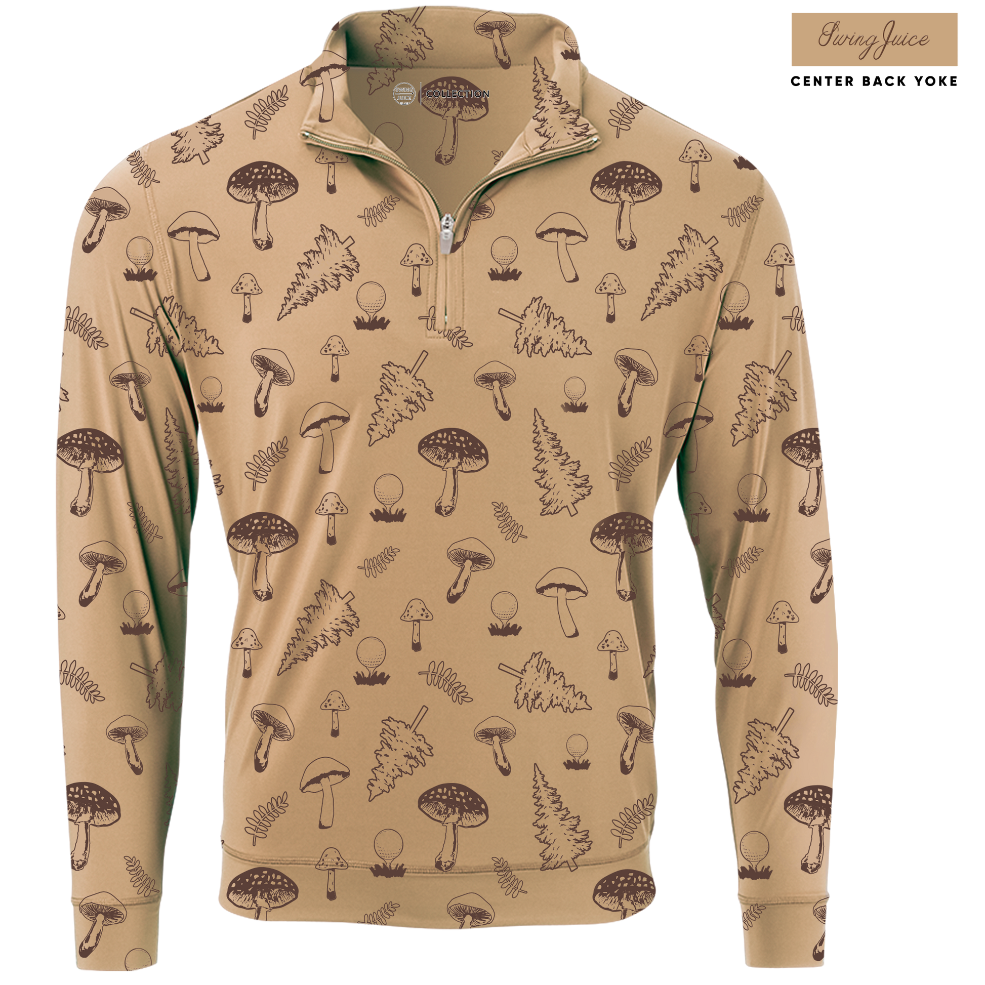 Golf Mushrooms Men's Quarter Zip-Tan