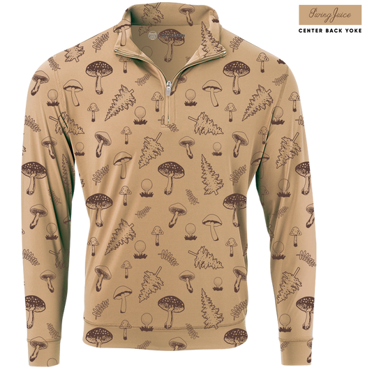 Golf Mushrooms Men's Quarter Zip-Tan