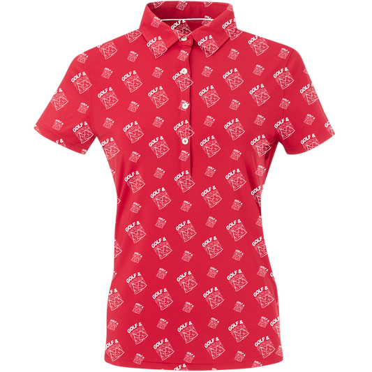 Golf & Pizza Women's Polo - Blank Left Chest-Red