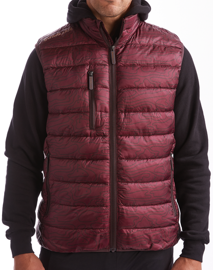 Golf Rhythmic Lines Unisex Packable Puffer Vest-Burgundy