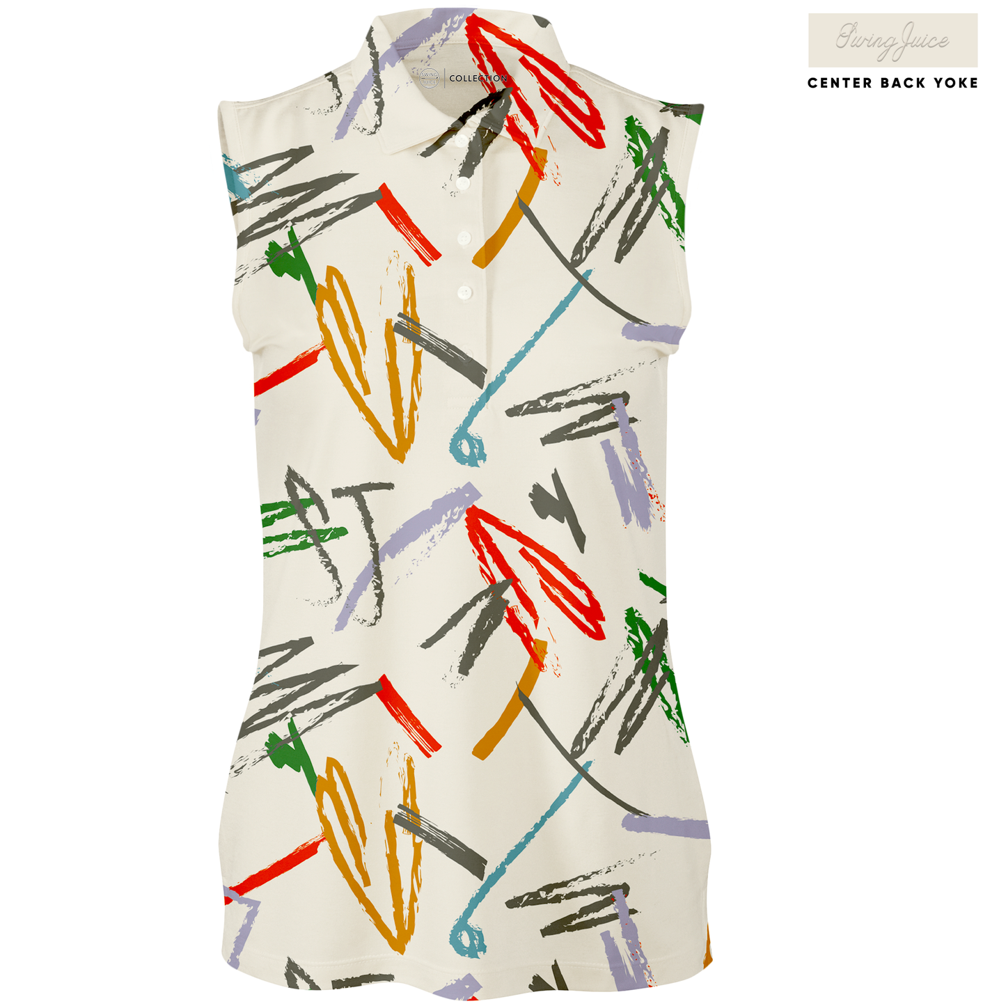 Golf Strokes Women's Sleeveless Polo - Blank Left Chest-Ivory